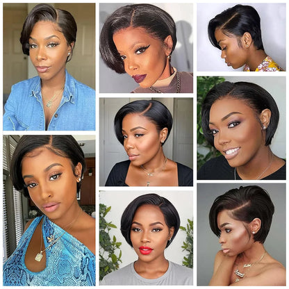 Short Pixie Cut 13x4 Lace Front Wig – Straight Glueless Wear-and-Go, 200% Density