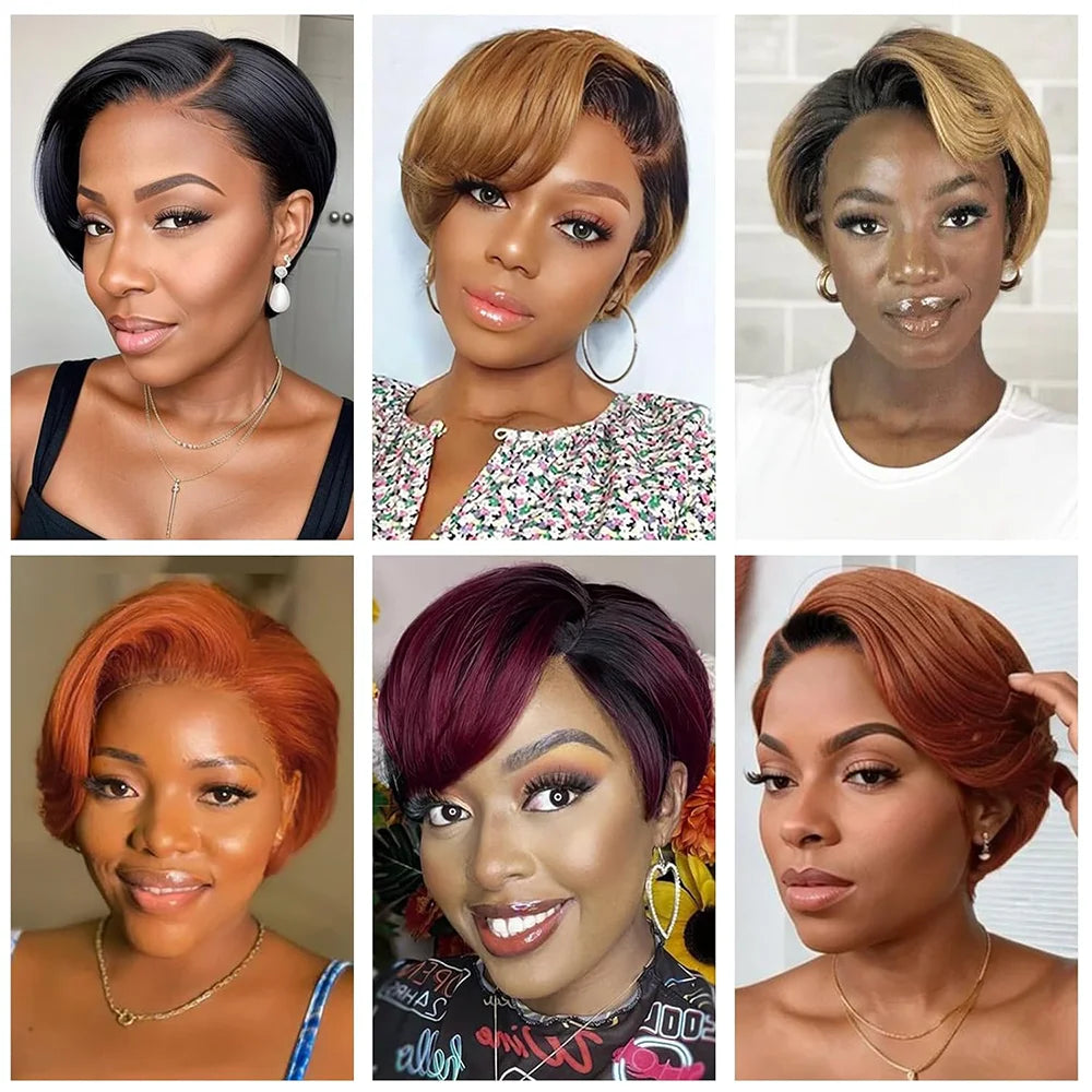 Short Pixie Cut 13x4 Lace Front Wig – Straight Glueless Wear-and-Go, 200% Density