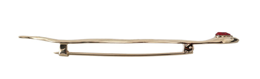 Dolce & Gabbana Silver Brass Crystal Spilla Serpente Brooch Pin - YSONA