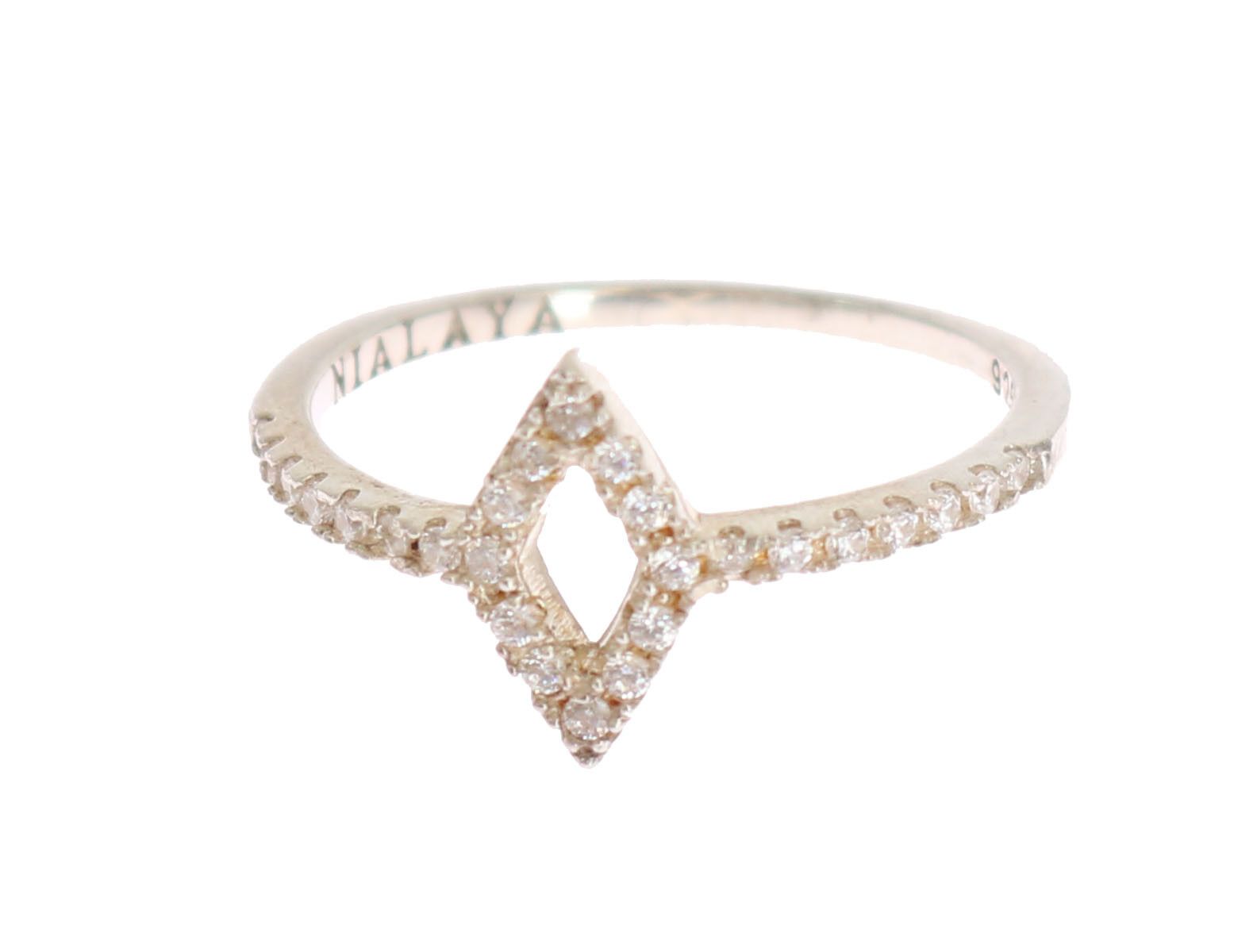 Nialaya Silver Rhombus Womens Clear CZ 925 Silver Ring - view 2