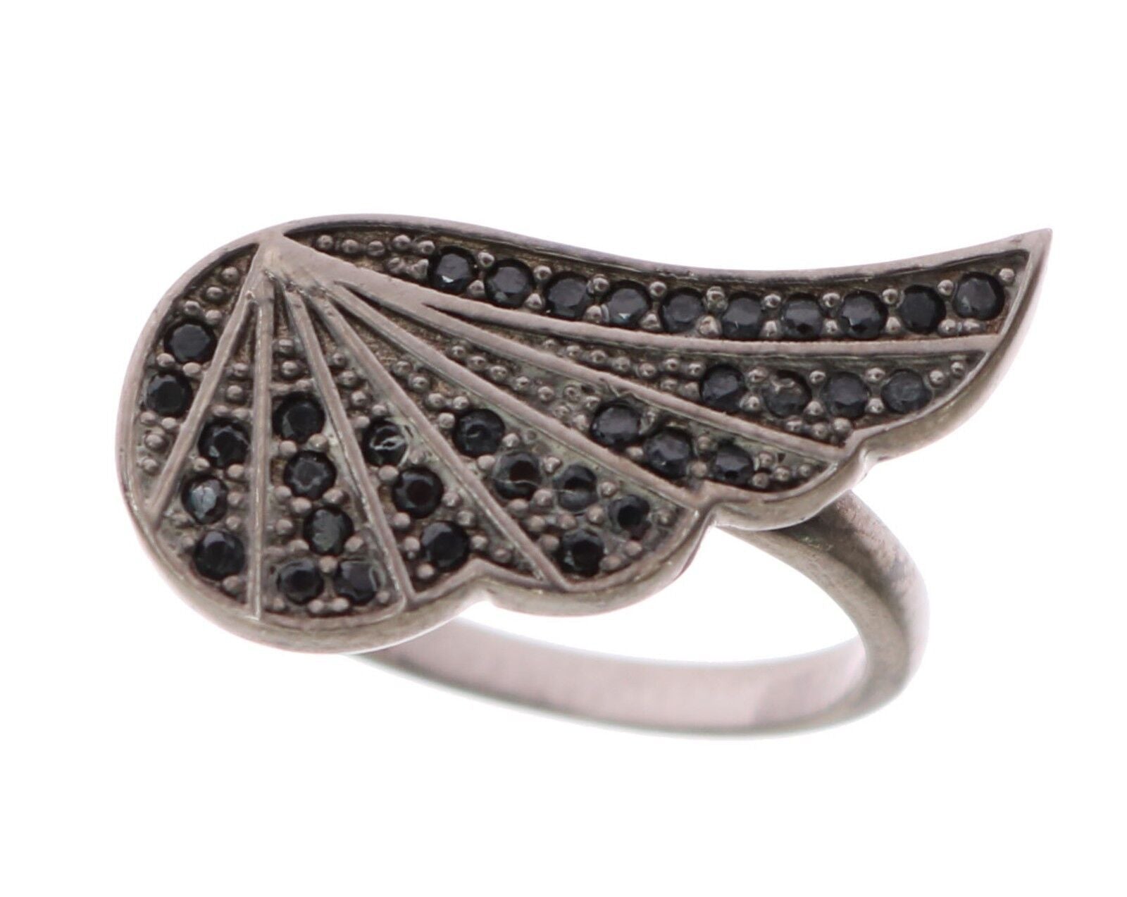 Nialaya Silver Womens Black CZ Rhodium 925 Ring - YSONA