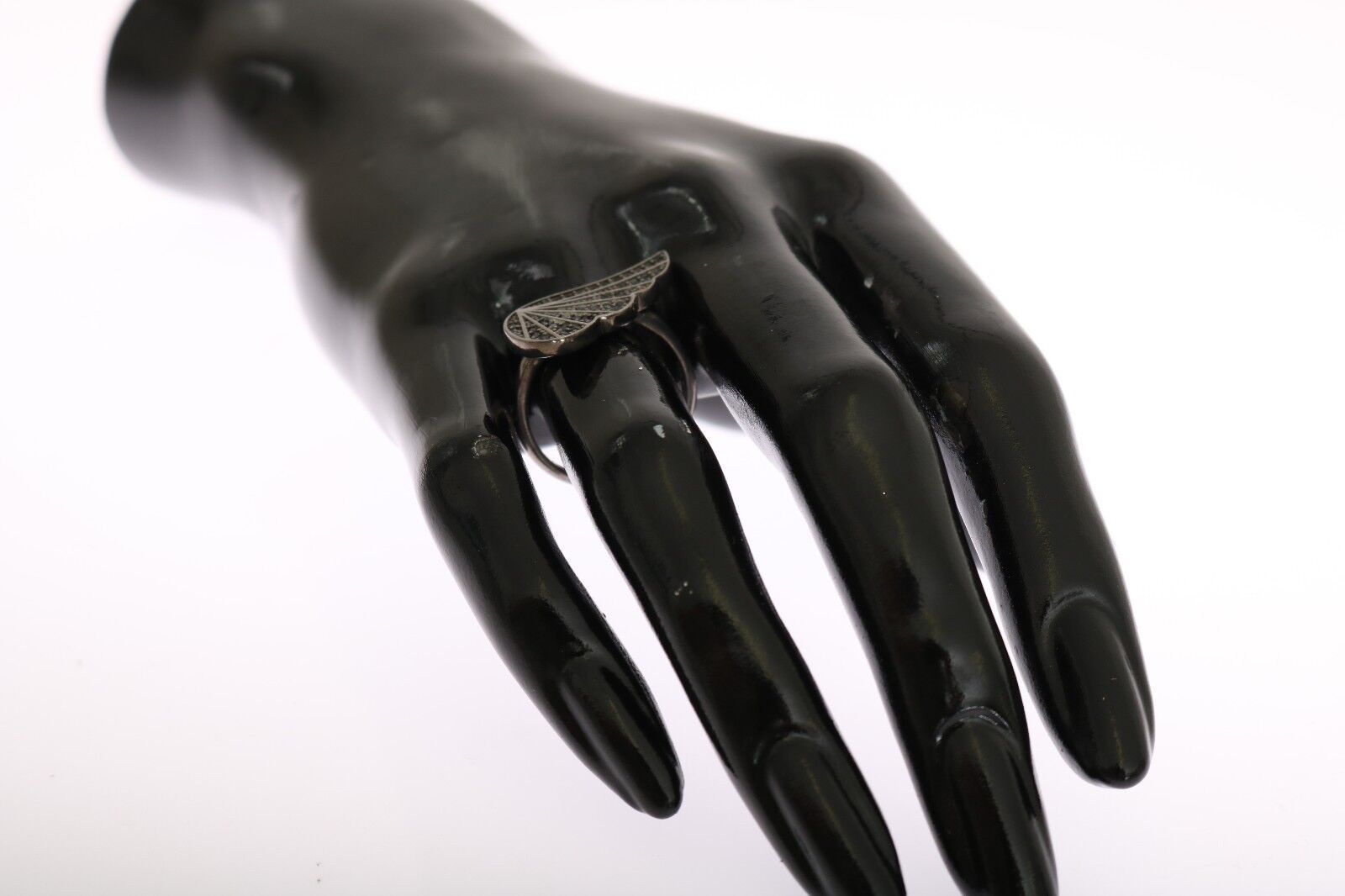Nialaya Silver Womens Black CZ Rhodium 925 Ring - view 3