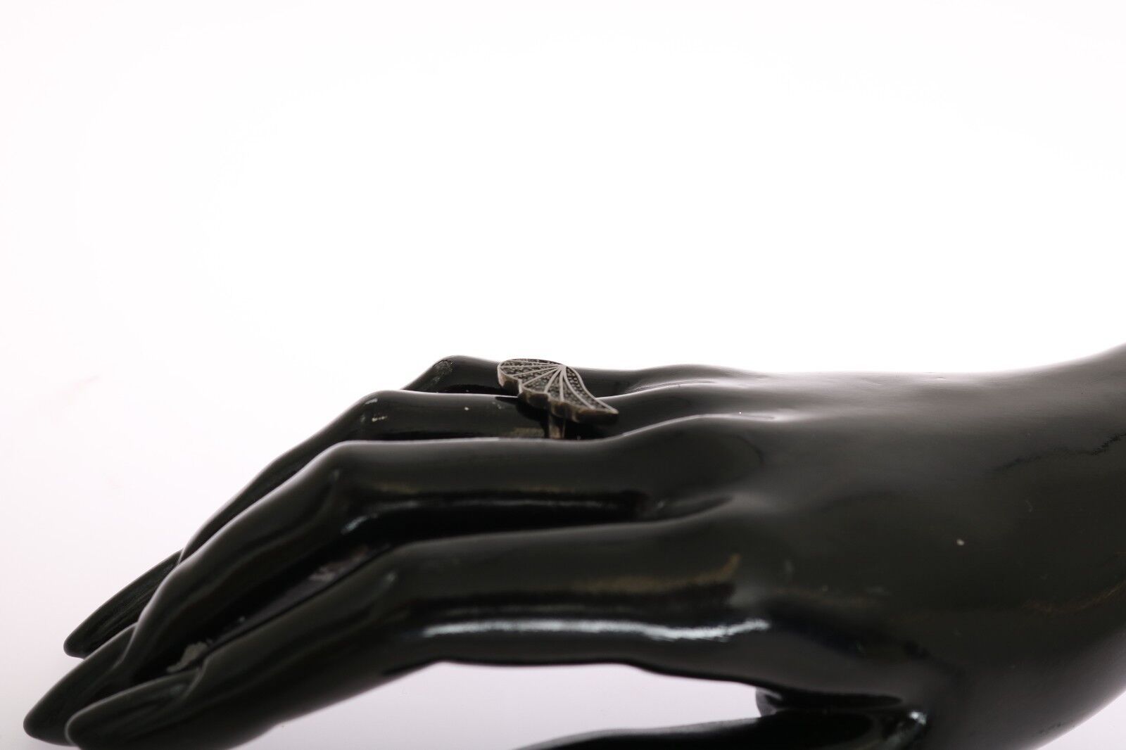 Nialaya Silver Womens Black CZ Rhodium 925 Ring - view 4