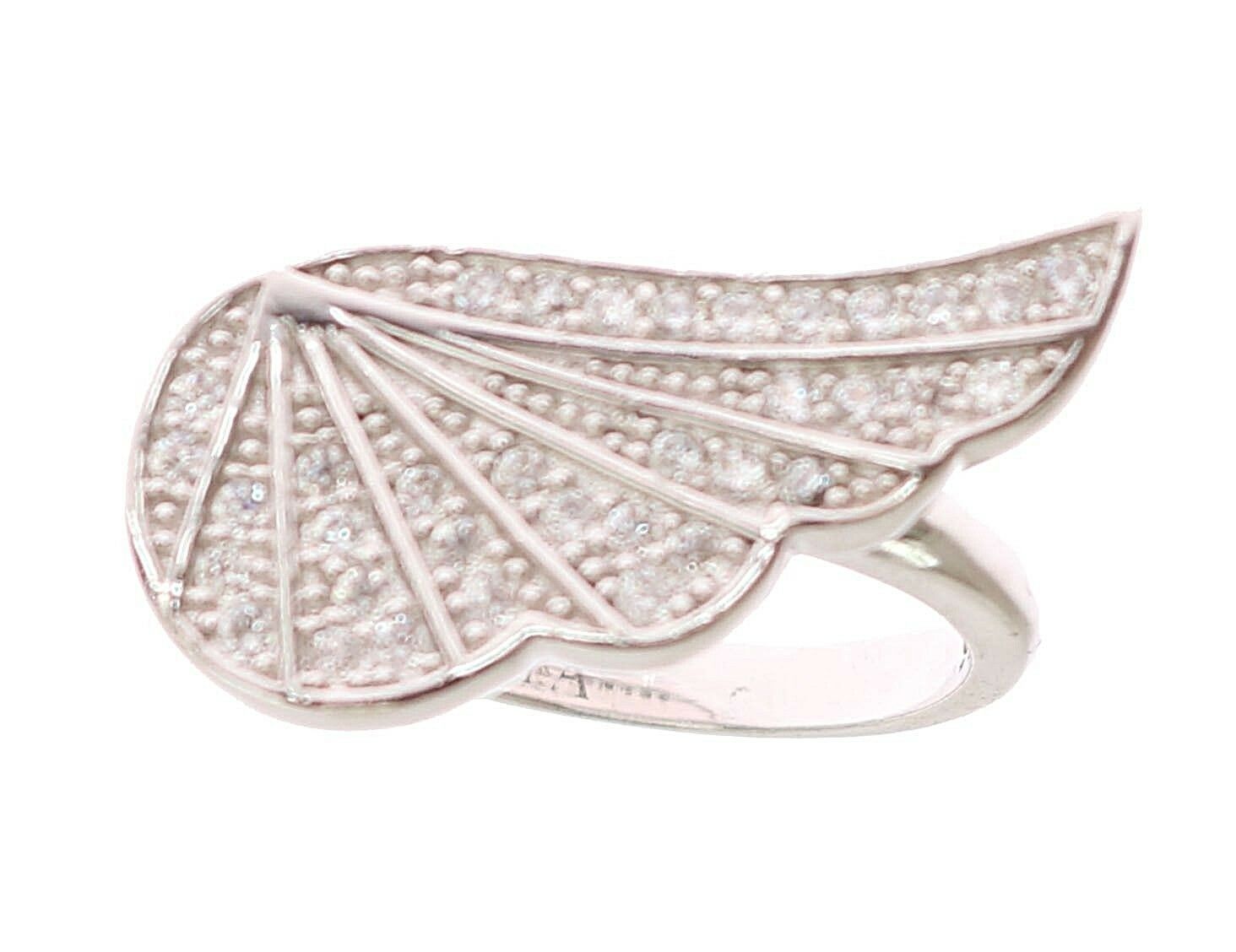 Nialaya Silver Womens Wing Clear CZ 925 Silver Ring - YSONA