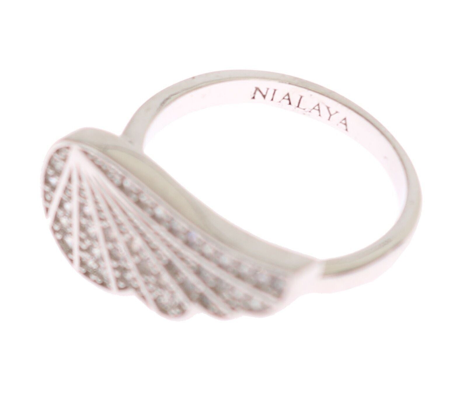 Nialaya Silver Womens Wing Clear CZ 925 Silver Ring - view 2