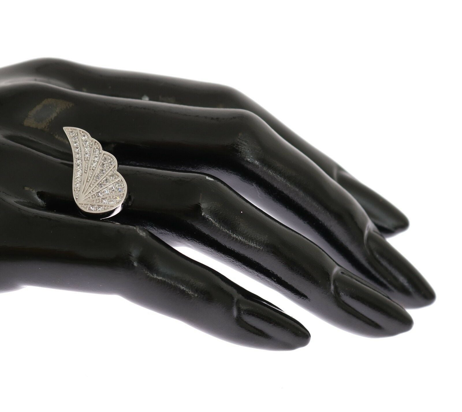 Nialaya Silver Womens Wing Clear CZ 925 Silver Ring - view 3
