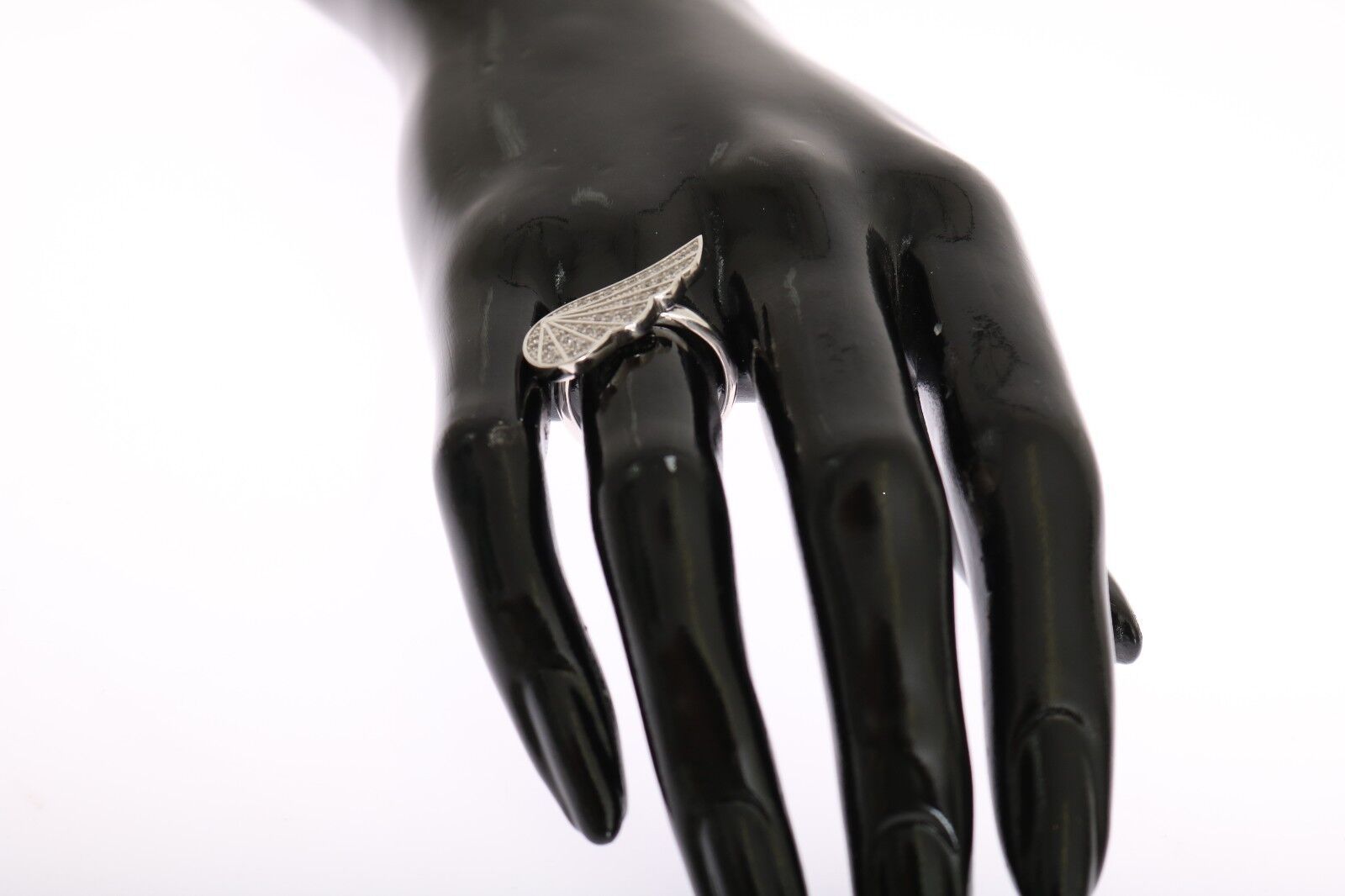 Nialaya Silver Womens Wing Clear CZ 925 Silver Ring - view 4