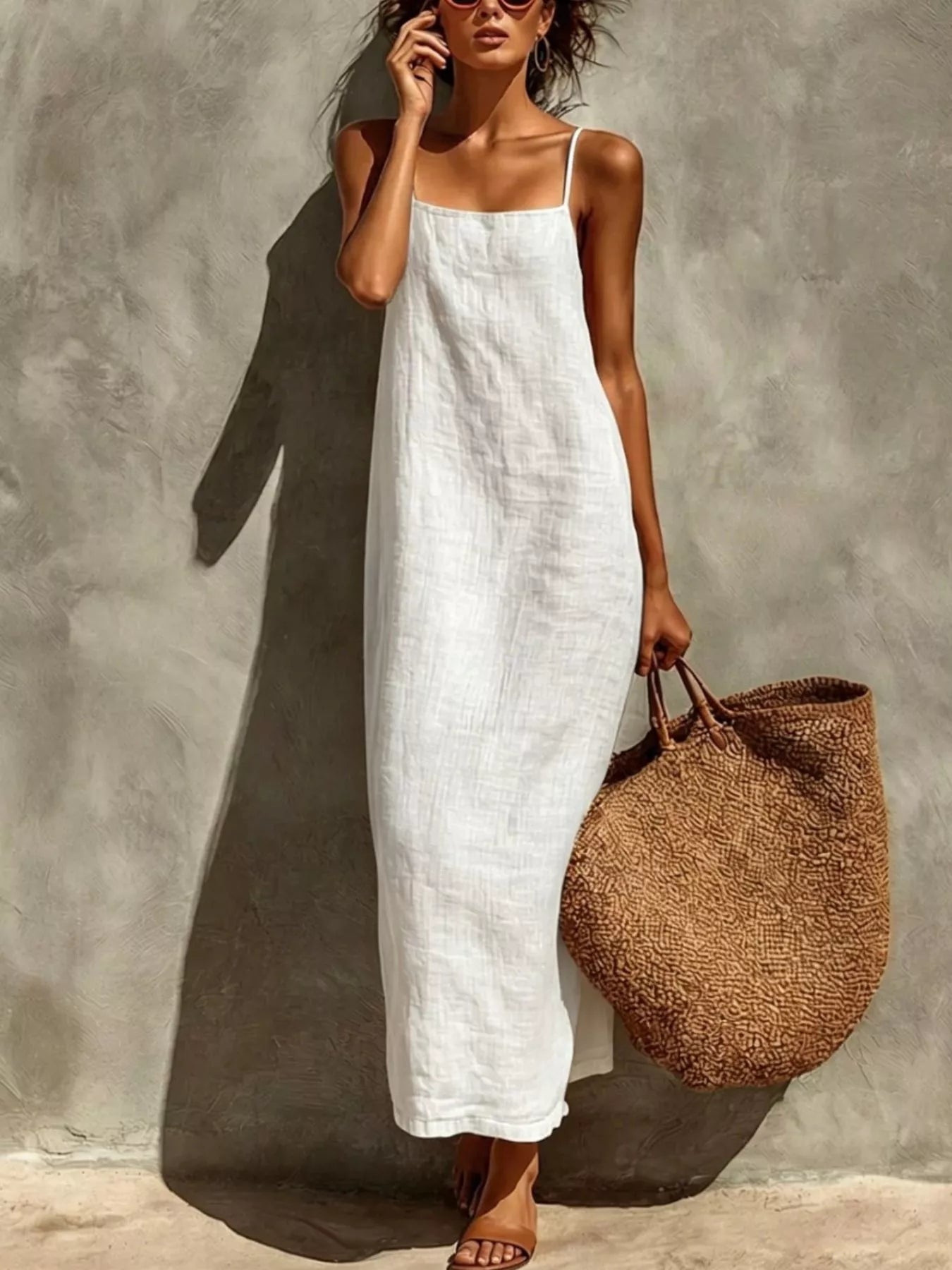 Sleeveless Linen Casual Maxi Dress - YSONA