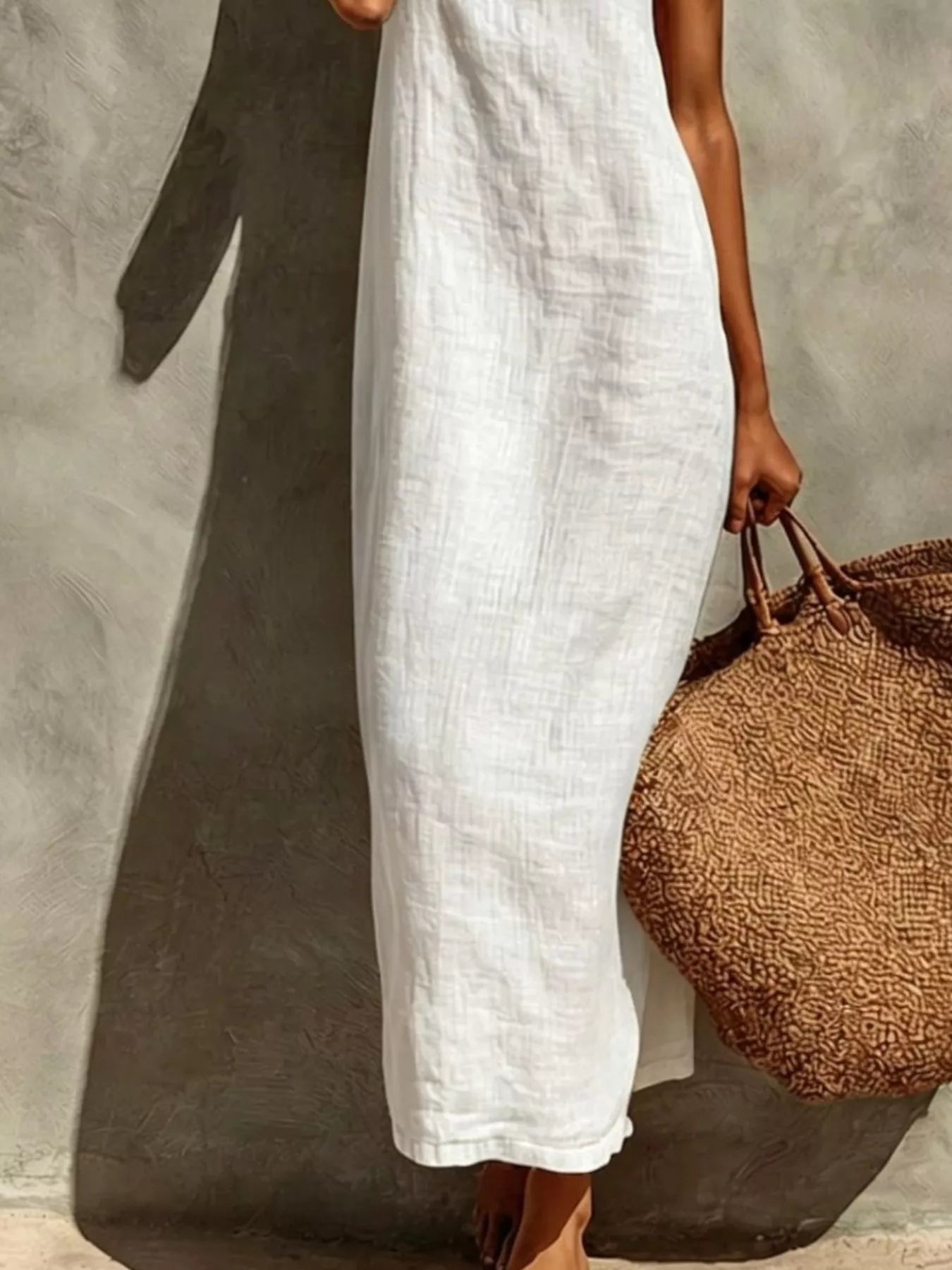 Sleeveless Linen Casual Maxi Dress - view 3
