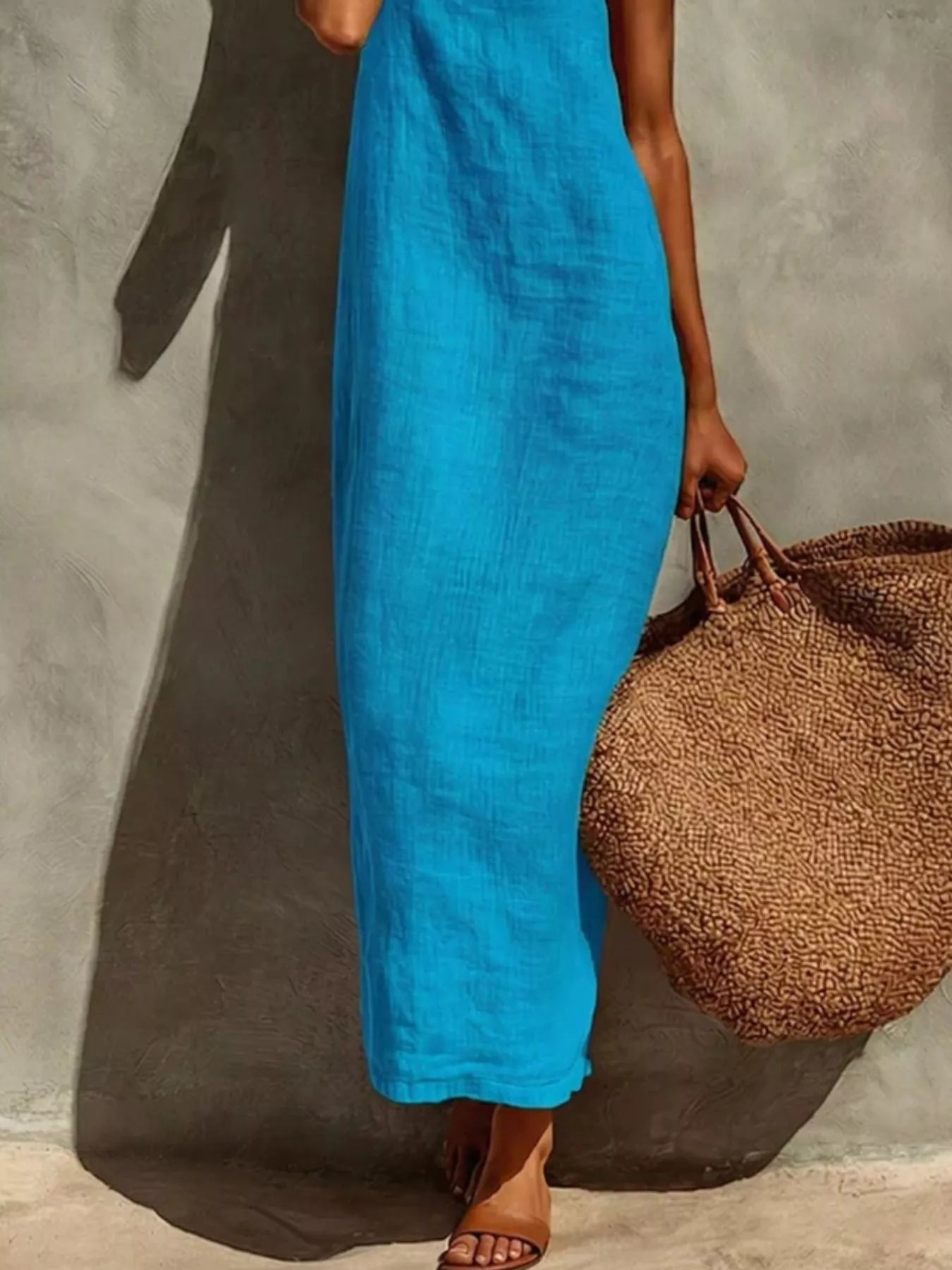 Sleeveless Linen Casual Maxi Dress - view 6