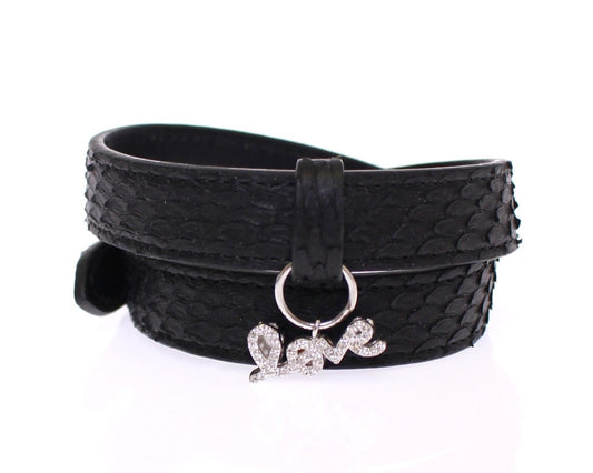 Nialaya Snakeskin CZ LOVE 925 Silver Bracelet - YSONA