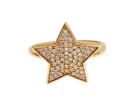 Nialaya Star Gold 925 Silver Womens Clear Ring - YSONA
