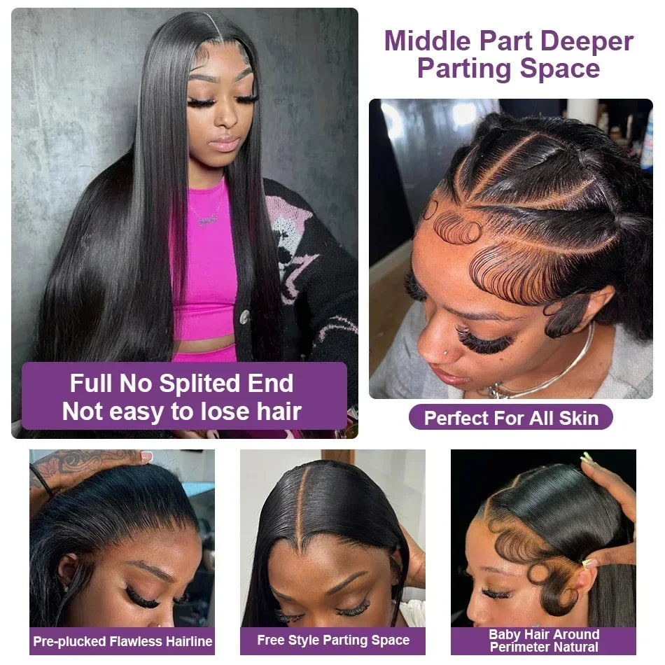 Straight 13x4 HD Lace Front Wig – 250% Density 13x6 Frontal & 5x5 Glueless, 30 Inch