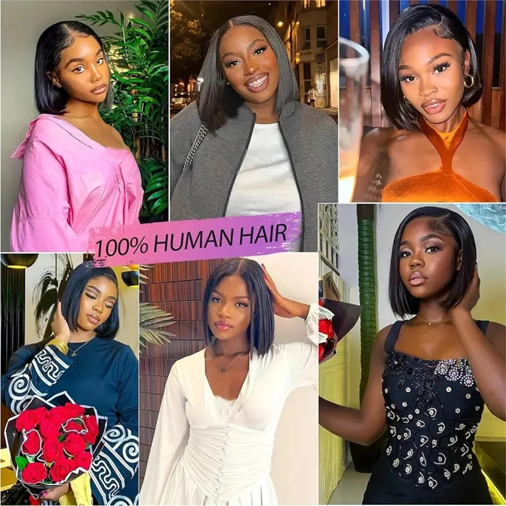 Straight Bob Wig – 13x4 Lace Front 200% Density, Pre-Plucked 14–16 Inch