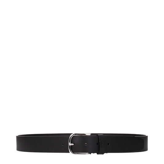 Testoni Black Leather Regular Belt - YSONA
