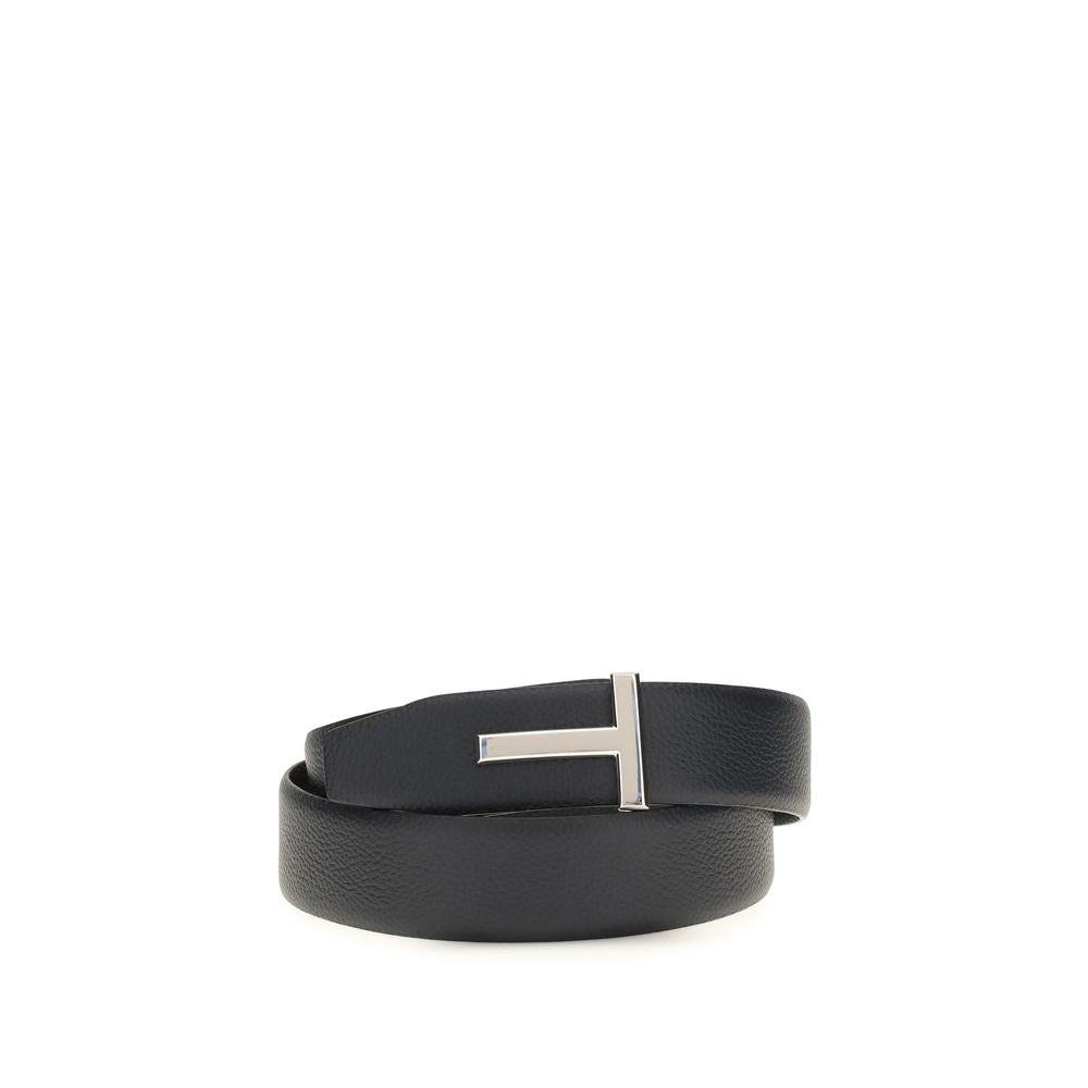 Tom Ford Black Calf Leather Bos Taurus Belt - YSONA