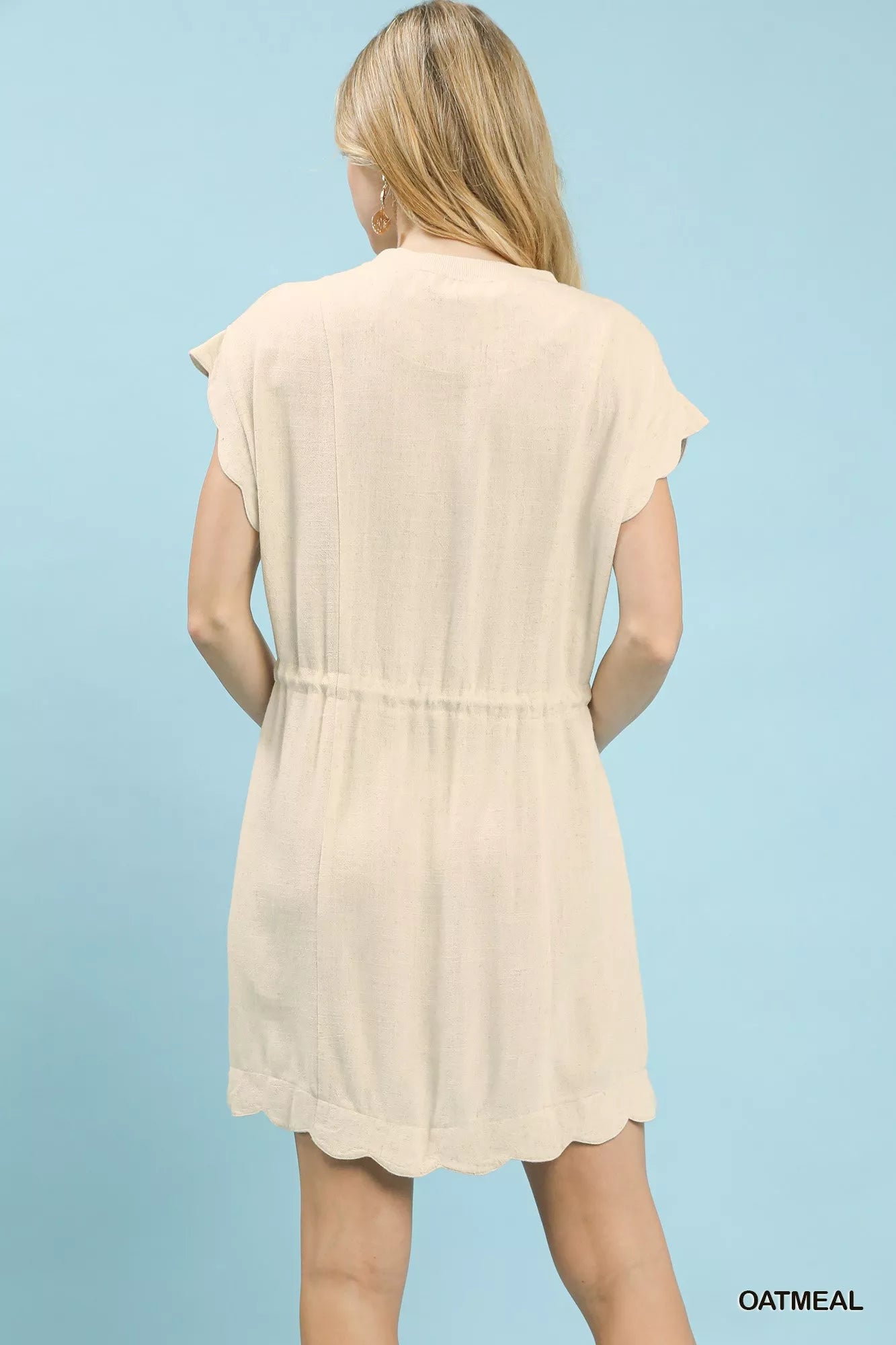 Umgee Linen Blend Scallop Hem Mini Dress - view 3