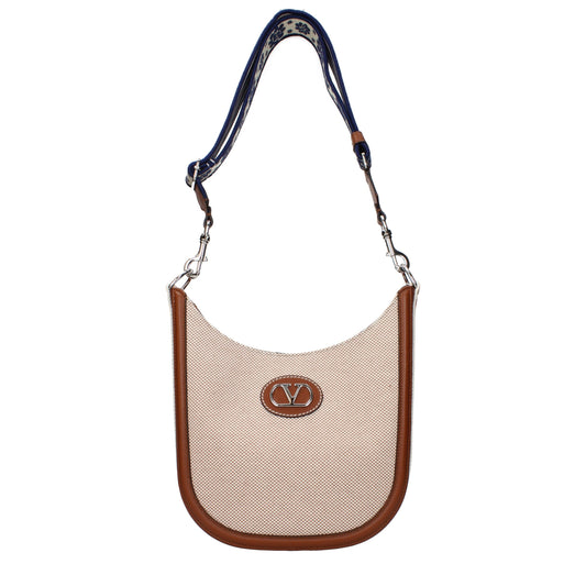 Valentino Garavani Beige Fabric Crossbody Bag - YSONA