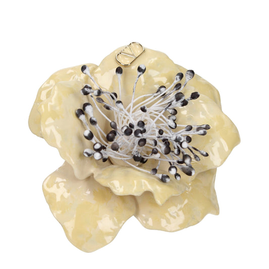 Valentino Garavani Beige Metal Broch - YSONA