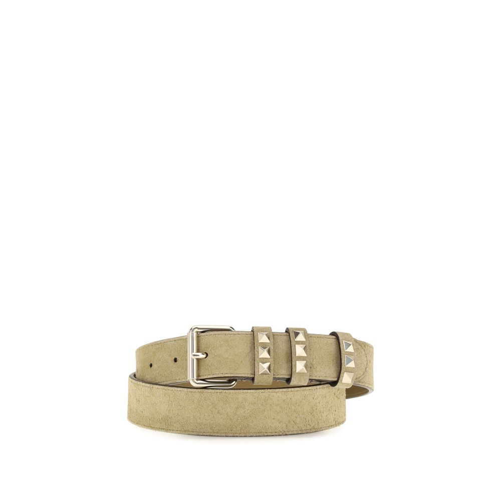 Valentino Garavani Beige Suede Leather Regular Belt - YSONA