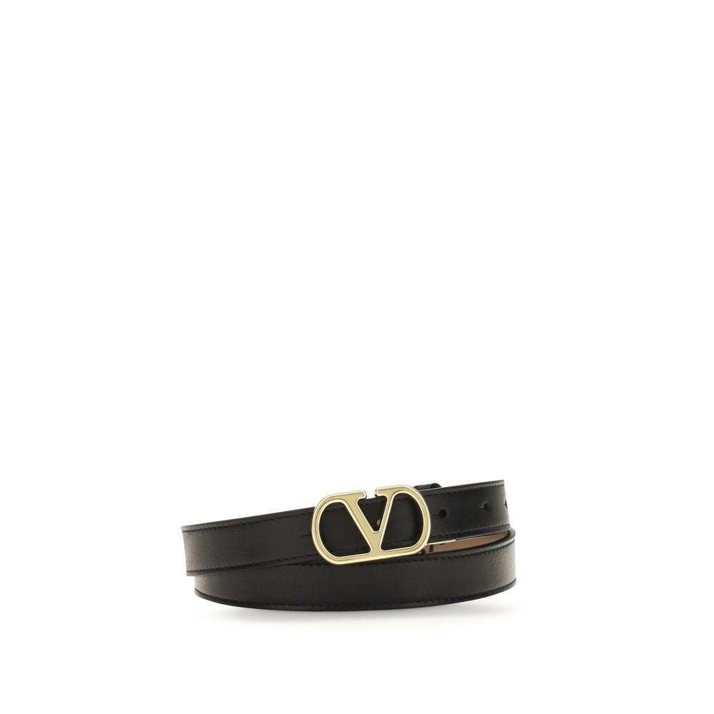 Valentino Garavani Black Calf Leather Bos Taurus Belt - YSONA