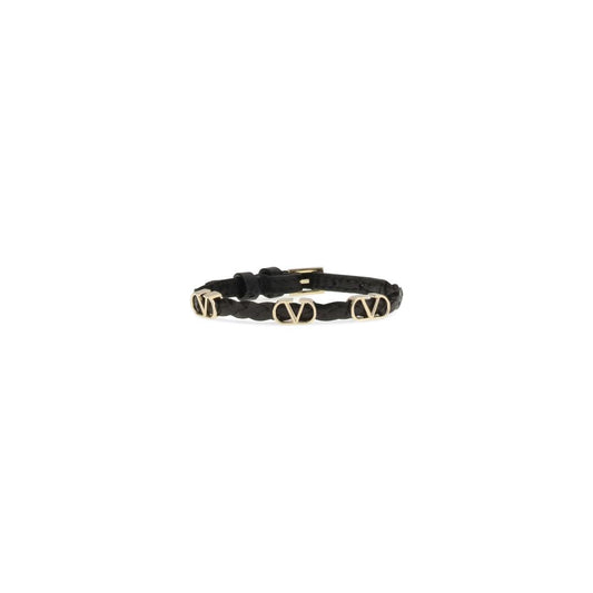 Valentino Garavani Black Calf Leather Bos Taurus Bracelet - YSONA