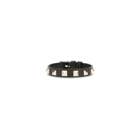 Valentino Garavani Black Calf Leather Bos Taurus Bracelet - YSONA