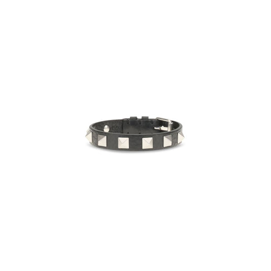 Valentino Garavani Black Calf Leather Bos Taurus Bracelet - YSONA