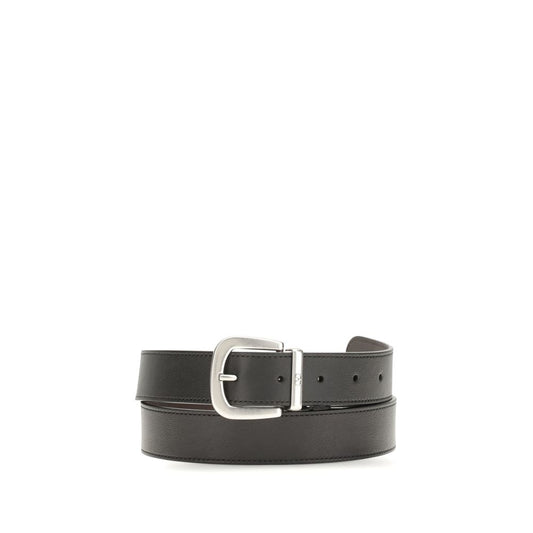 Valentino Garavani Black Calf Leather Bos Taurus Regular Belt - YSONA