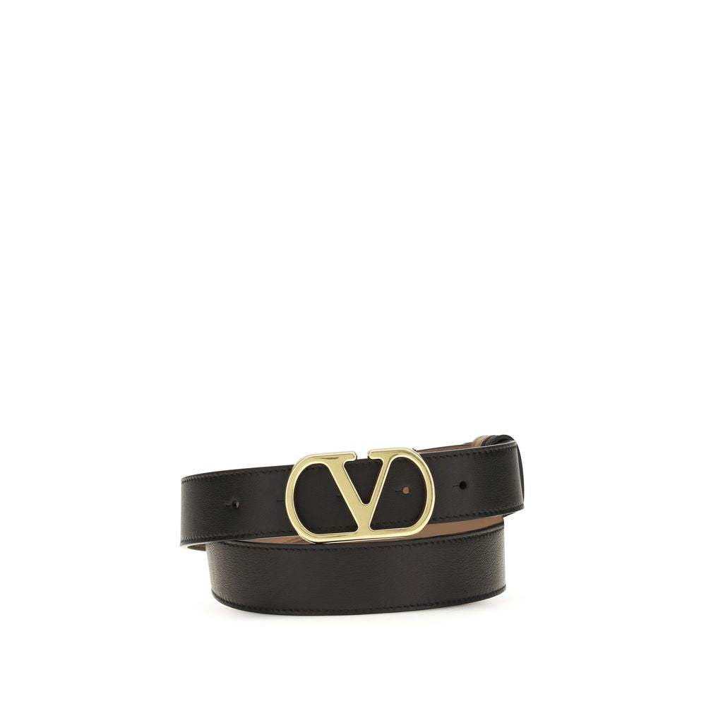 Valentino Garavani Black Calf Leather Bos Taurus Regular Belt - YSONA