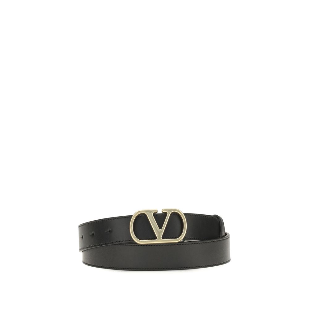 Valentino Garavani Black Calf Leather Bos Taurus Regular Belt - YSONA