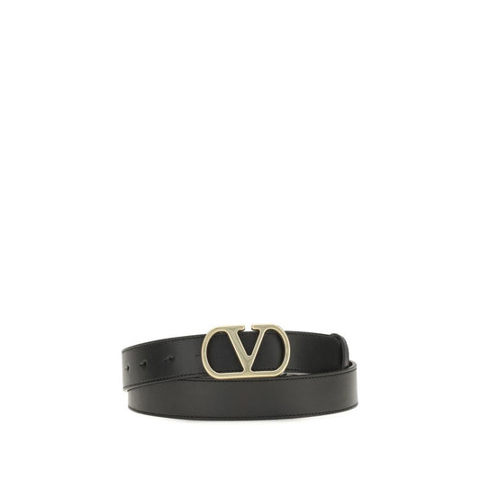Valentino Garavani Black Calf Leather Bos Taurus Regular Belt - YSONA