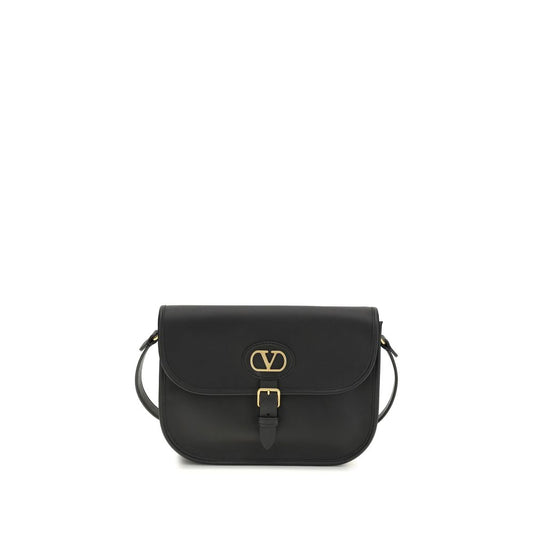 Valentino Garavani Black Calf Leather Bos Taurus Shoulder Bag - YSONA