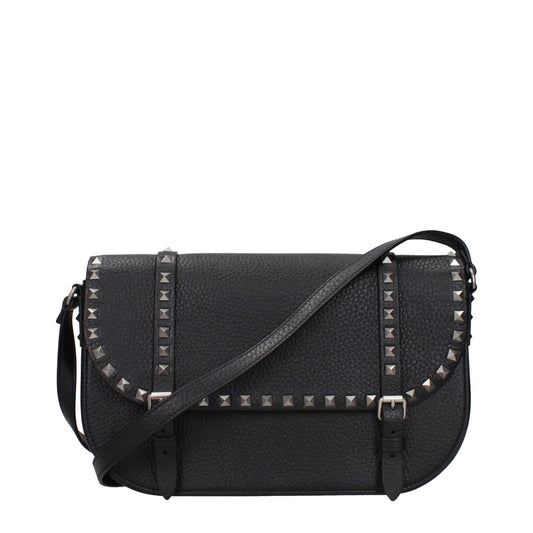 Valentino Garavani Black Leather Crossbody Bag - YSONA
