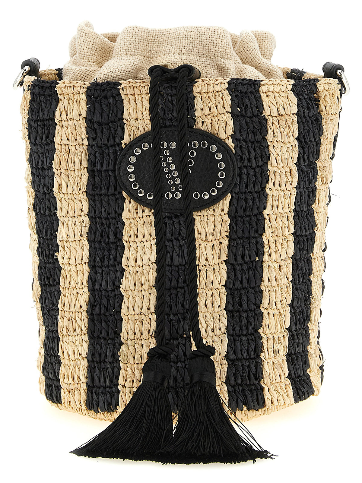 Valentino Garavani Black Straw Shoulder Bag