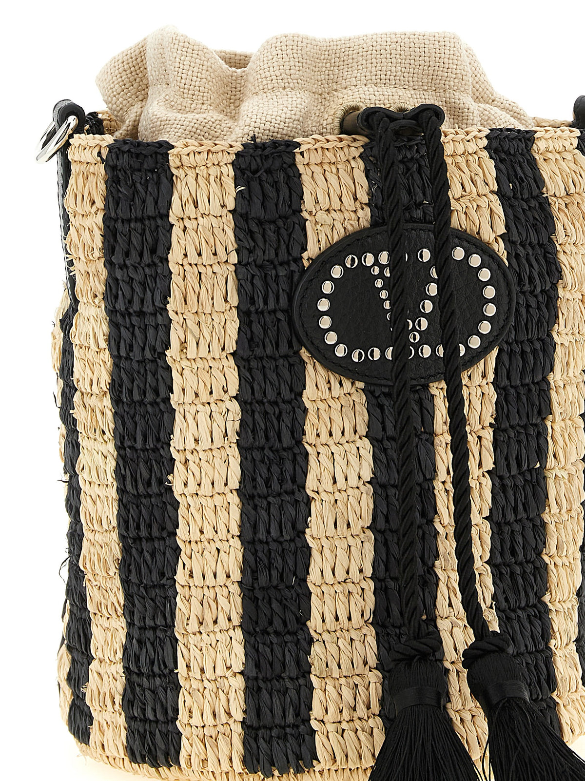 Valentino Garavani Black Straw Shoulder Bag - view 3