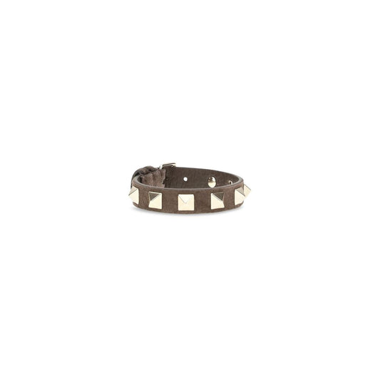Valentino Garavani Brown Calf Leather Bos Taurus Bracelet - YSONA