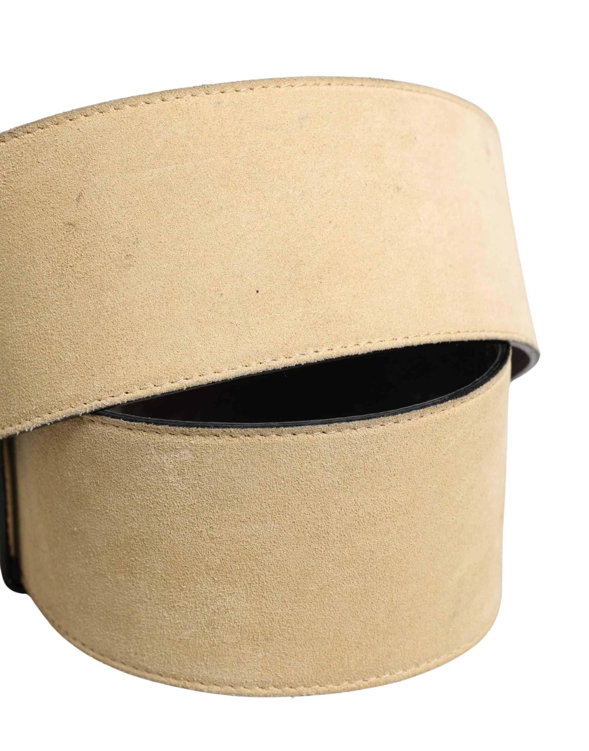 Versace Beige Suede Leather Silver Metal Buckle Belt - view 5