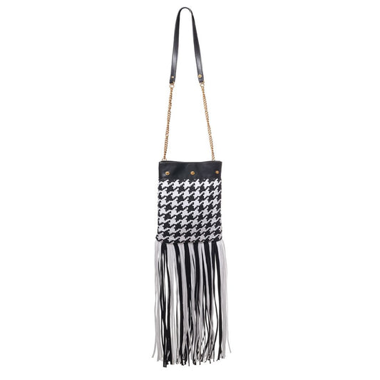 Versace Black And White Leather And Textile Shoulder Bag - YSONA