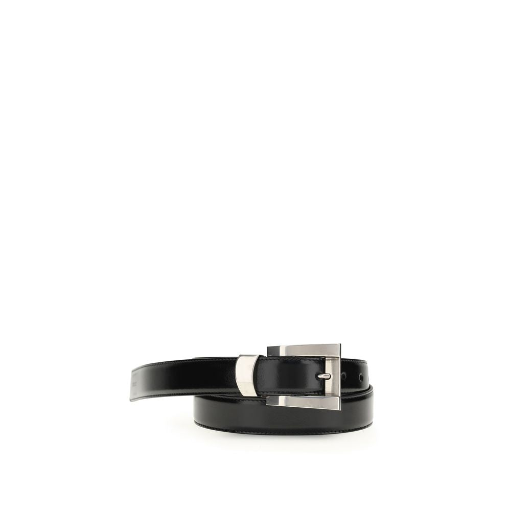 Versace Black Calf Leather Bos Taurus Regular Belt - YSONA