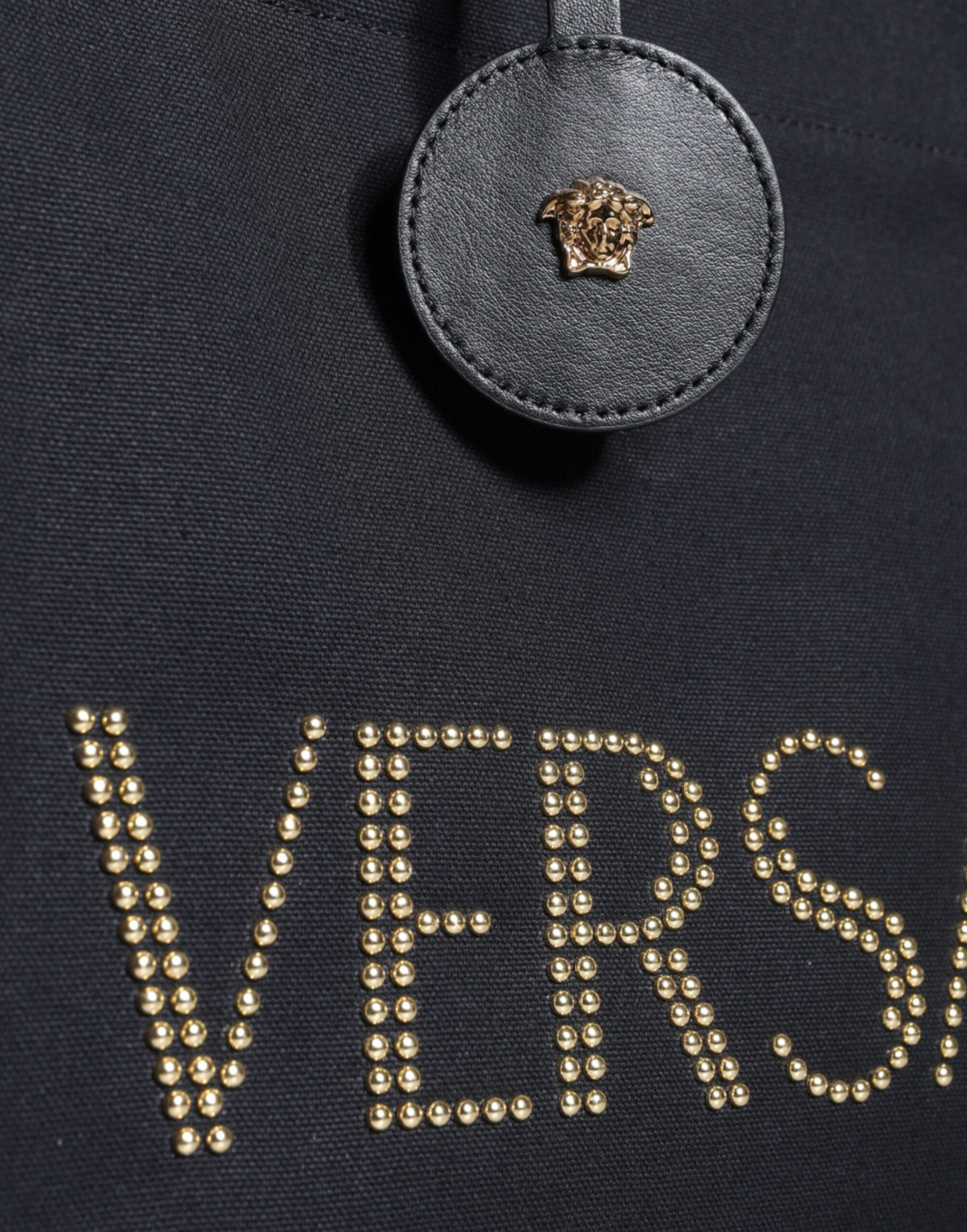 Versace Black Top Handle Canvas Leather Logo Crossbody Tote Bag - view 3