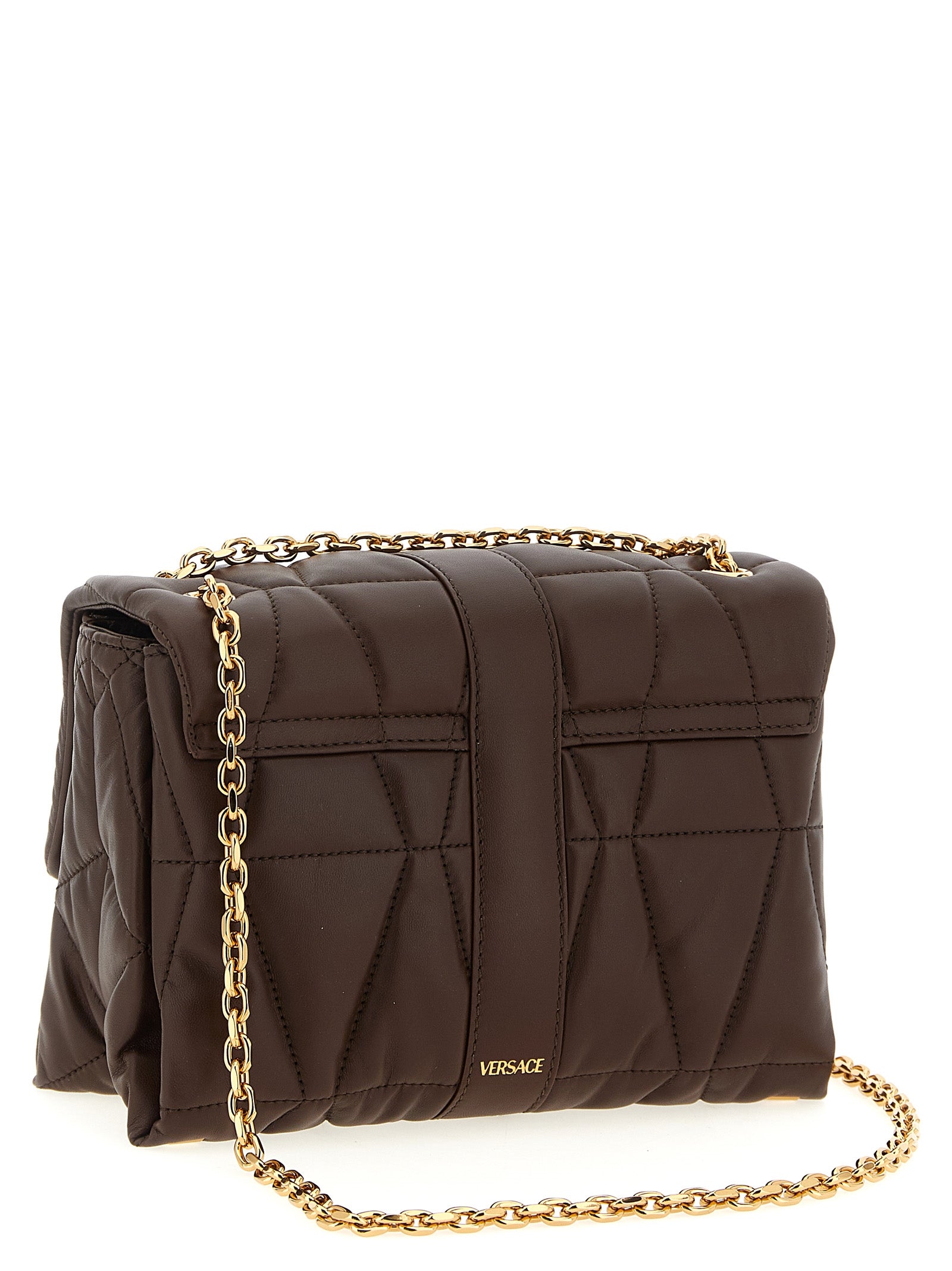 Versace Brown Lamb Leather Shoulder Bag - view 2