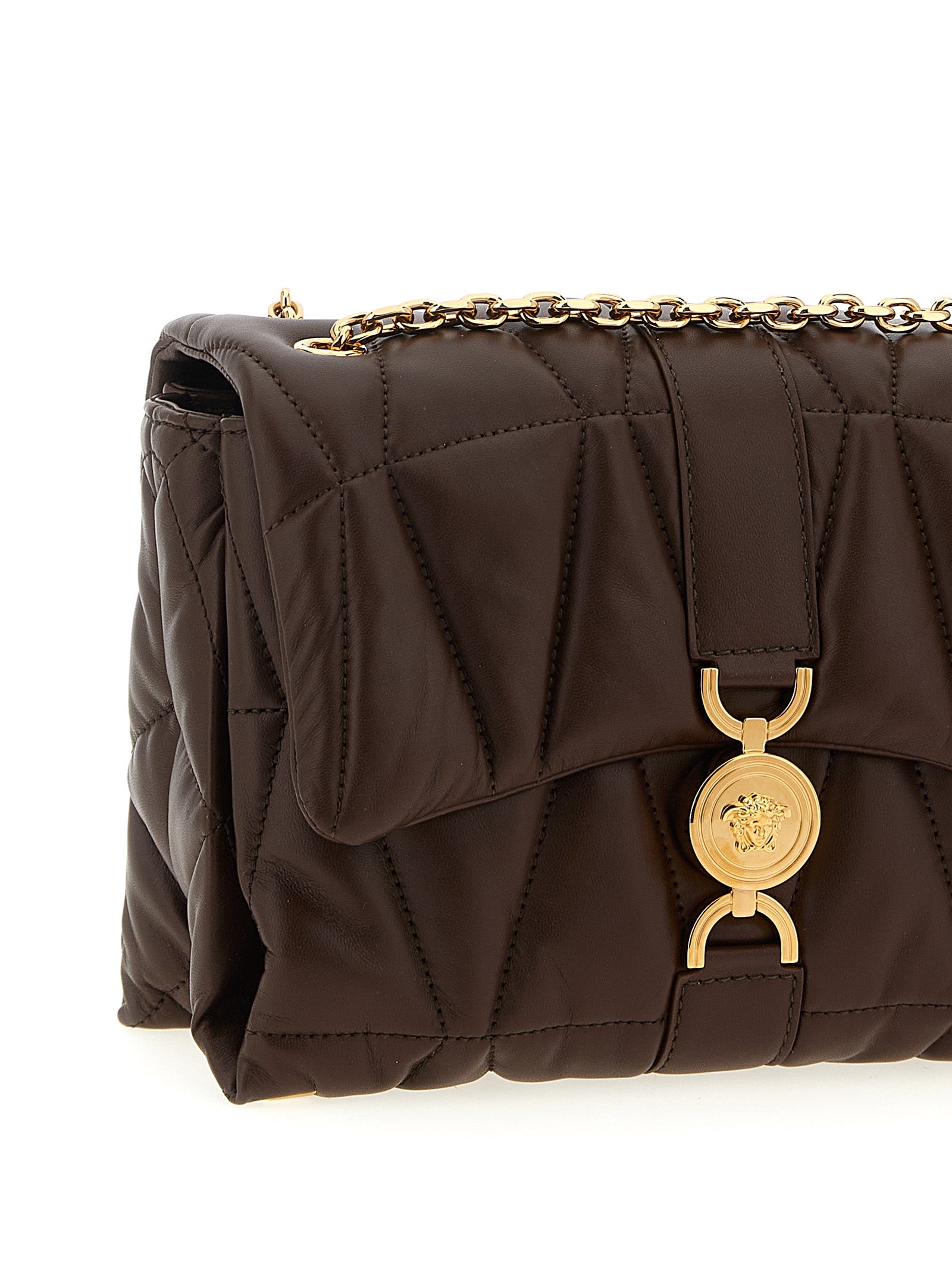 Versace Brown Lamb Leather Shoulder Bag - view 3