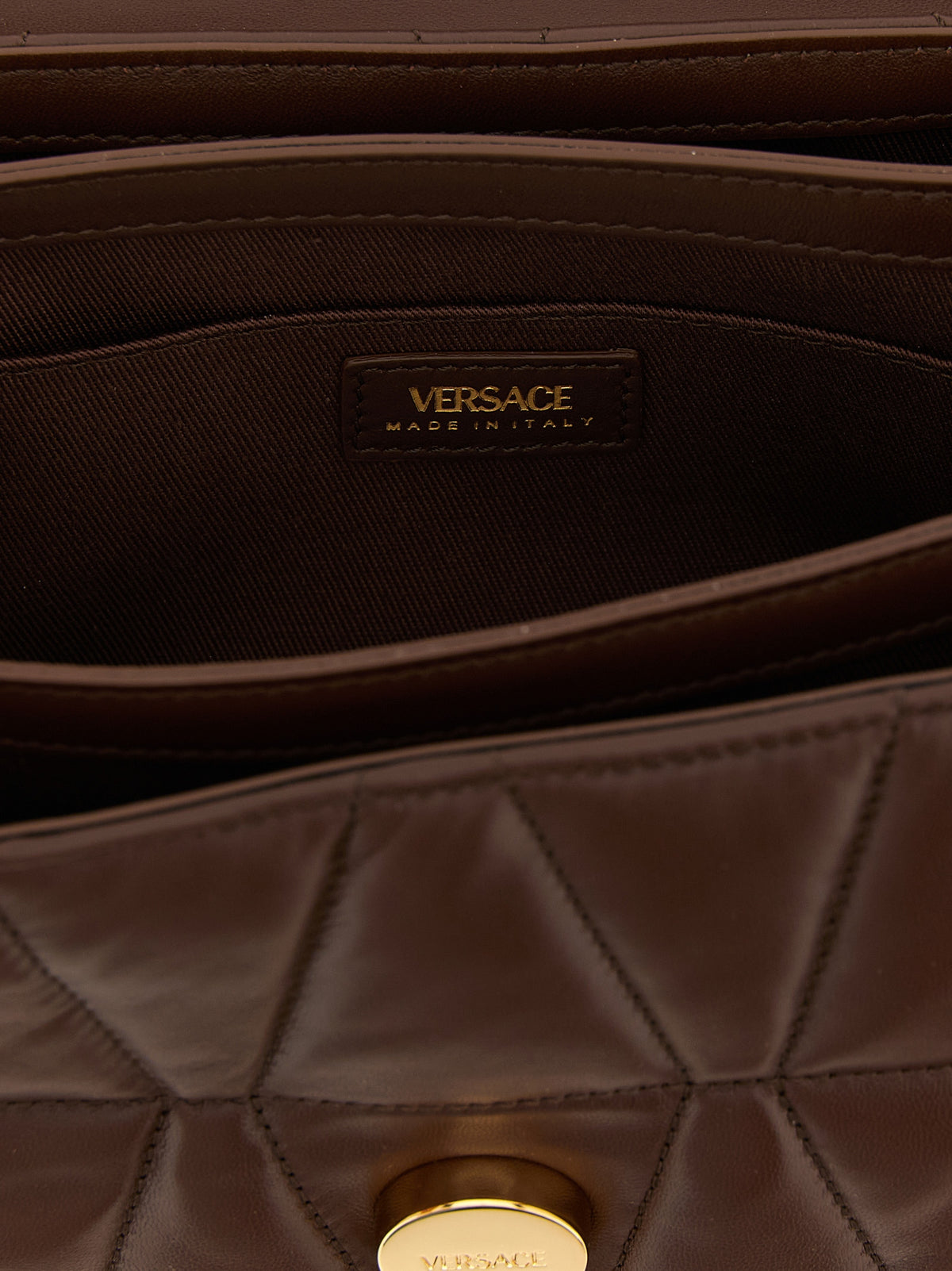 Versace Brown Lamb Leather Shoulder Bag - view 4