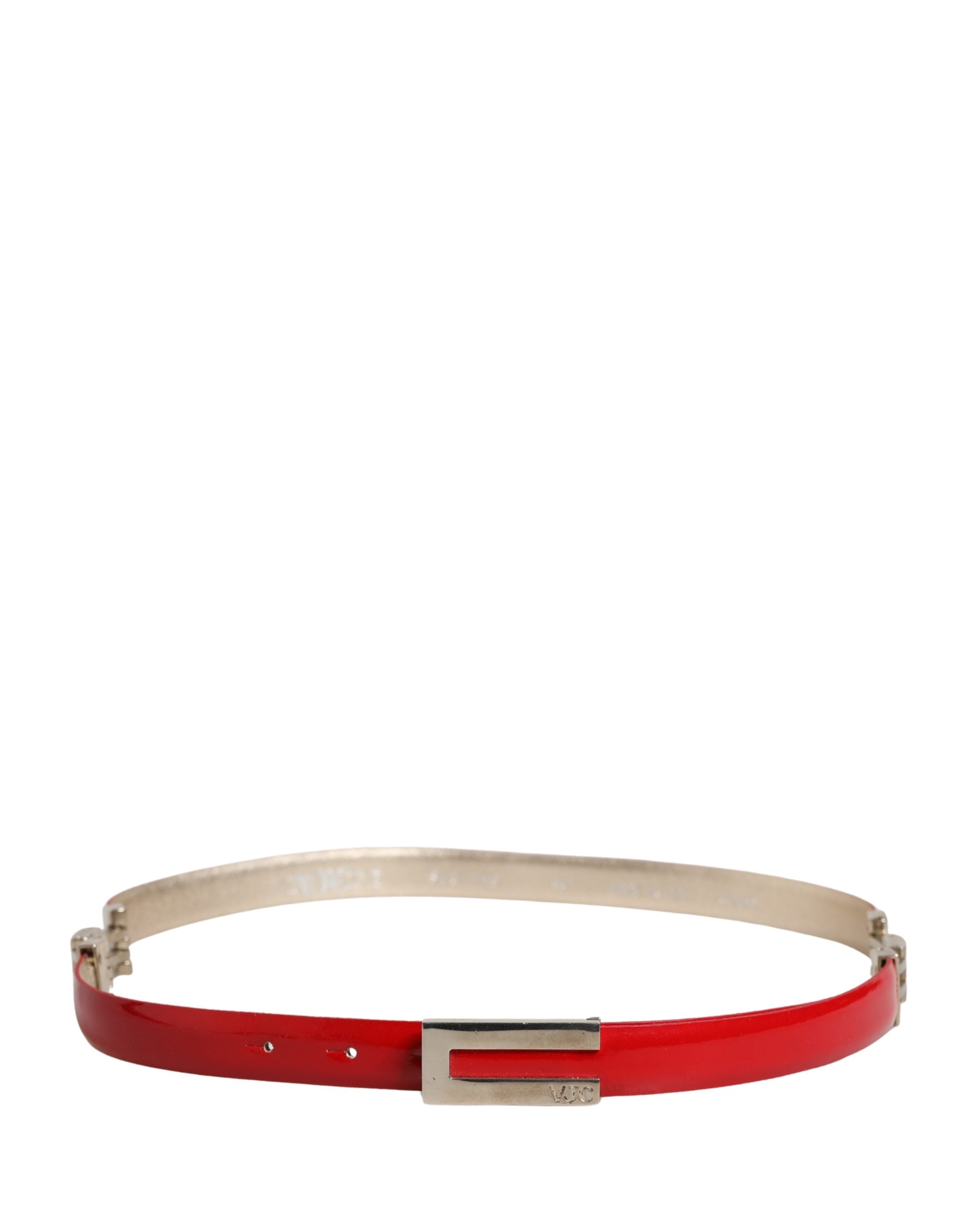 Versace Jeans Couture Red Glossy Leather Metal Buckle Belt - view 3