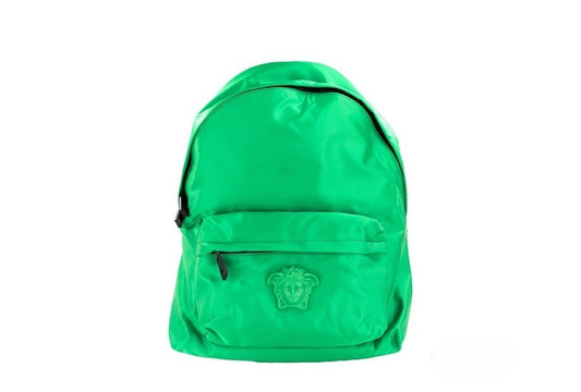 Versace Large Bright Green Nylon Fabric Medusa Shoulder Backpack