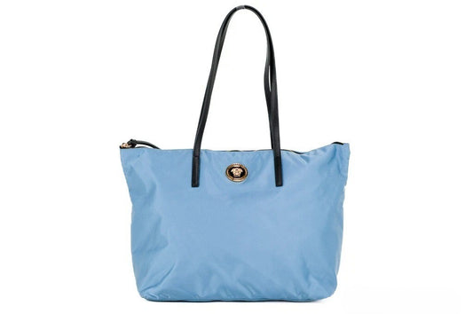 Versace Portuna Medusa Medium Cornflower Blue Nylon Leather Tote Bag