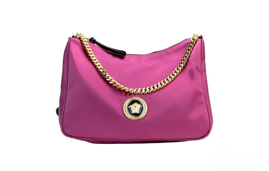 Versace Small Dahlia Nylon Fabric Medusa Pendant Crossbody Shoulder Bag