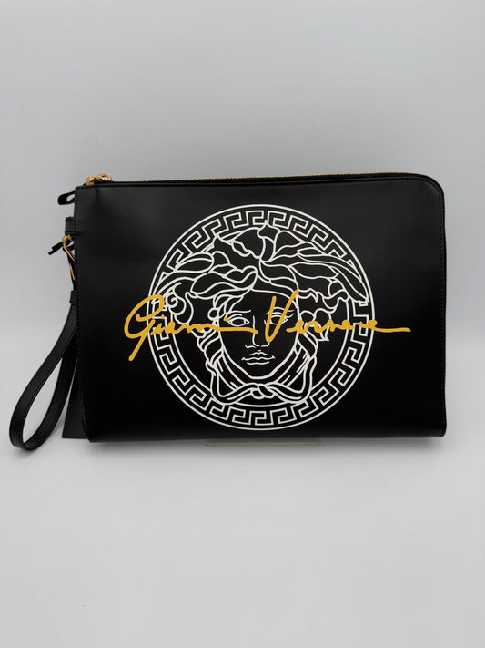 Versace LA MEDUSA Signature Leather Clutch