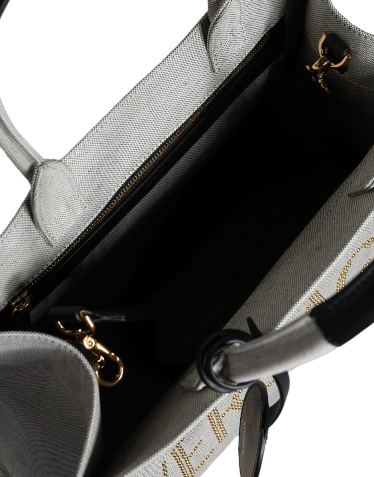 Versace White Top Handle Canvas Leather Logo Crossbody Tote Bag - view 5